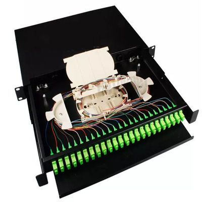 1U 19&quot; 24 Port SC Simplex/LC Duplex Fiber Optic แร็คเมาท์ Enclosure แผงแพทช์ไฟเบอร์-Unload