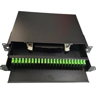 1U 19&quot; 24 Port SC Simplex/LC Duplex Fiber Optic แร็คเมาท์ Enclosure แผงแพทช์ไฟเบอร์-Unload