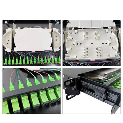 1U 19&quot; 24 Port SC Simplex/LC Duplex Fiber Optic แร็คเมาท์ Enclosure แผงแพทช์ไฟเบอร์-Unload