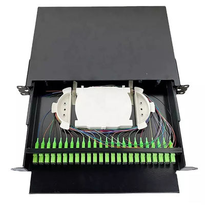 1U 19&quot; 24 Port SC Simplex/LC Duplex Fiber Optic แร็คเมาท์ Enclosure แผงแพทช์ไฟเบอร์-Unload