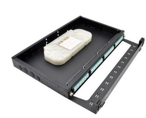 19 &quot;FTTH MPO MTP แผงแพทช์ LC 1U Fiber โมดูลคาสเซ็ท แร็คเมาท์