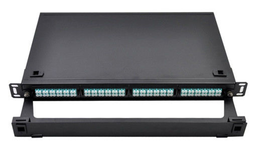 19 &quot;FTTH MPO MTP แผงแพทช์ LC 1U Fiber โมดูลคาสเซ็ท แร็คเมาท์