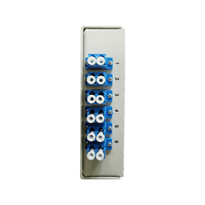 กล่องเทอร์มินัลราง Din ไฟเบอร์ออปติกเหล็กรีดเย็น 12 แกนพร้อมอะแดปเตอร์ Lc Duplex