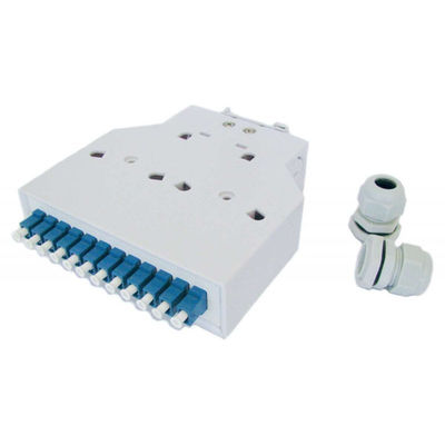 กล่องเทอร์มินัลใยแก้วนำแสงพลาสติก Abs ราง Din 12 อะแดปเตอร์ Lc/Upc Simplex
