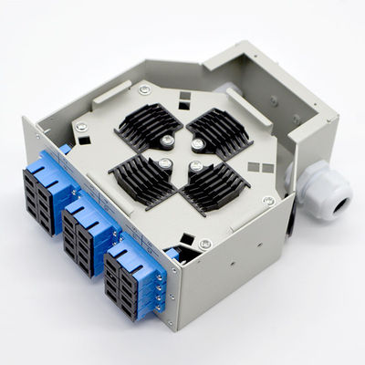 กล่องเลิกจ้างไฟเบอร์ออปติก 24fibers Din-Rail เหล็กรีดเย็น 12 พอร์ต Sc Duplex