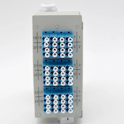 12 พอร์ต LC Quad Adapter 48Core กล่องเทอร์มินัลราง DIN ไฟเบอร์ออปติก