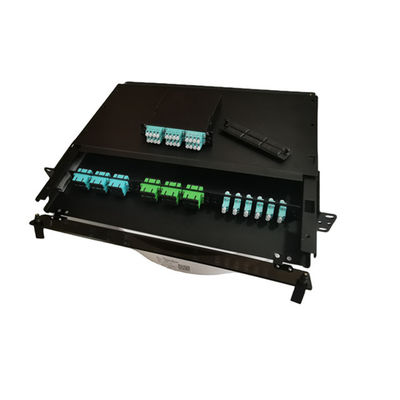 19 &quot;แผงแพทช์ไฟเบอร์ LC MTP MPO 1U กล่องเลิกจ้างไฟเบอร์โลหะ