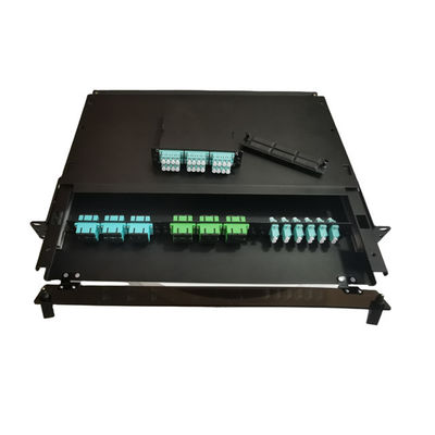 19 &quot;แผงแพทช์ไฟเบอร์ LC MTP MPO 1U กล่องเลิกจ้างไฟเบอร์โลหะ