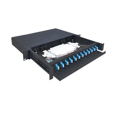 แผงแพทช์ไฟเบอร์ออปติก 1U 12 พอร์ต LC Duplex Optical Fiber Terminal Box