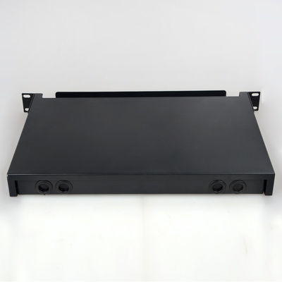 แผงแพทช์ไฟเบอร์ 1U 24 พอร์ตกล่องเลิกจ้างไฟเบอร์ออปติกสีดำแร็คเมาท์