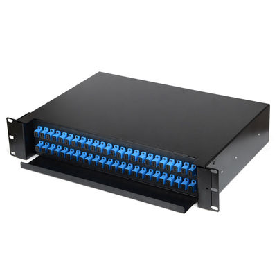 48 พอร์ต 2U Fiber Optic Enclosure SC Simplex / LC Duplex Sliding Patch Panel
