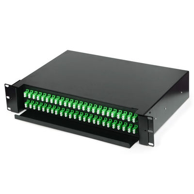 48 พอร์ต 2U Fiber Optic Enclosure SC Simplex / LC Duplex Sliding Patch Panel