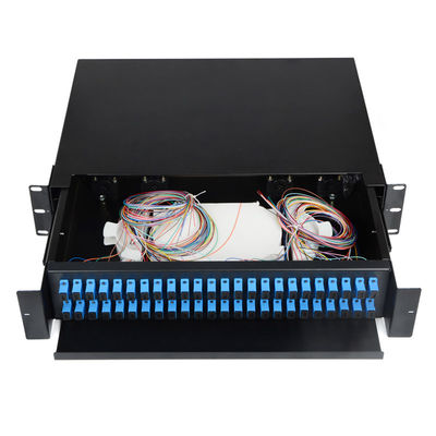 48 พอร์ต 2U Fiber Optic Enclosure SC Simplex / LC Duplex Sliding Patch Panel