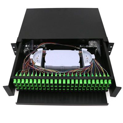 19 นิ้ว 2U แร็คเมาท์ Enclosure ODF 72 Core Fiber Patch Panel ชนิดเลื่อน