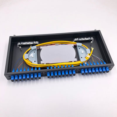 1U แร็คเมาท์ Patch Panel Fiber Optic 19&quot; 24 Core SC LC พร้อมถาดรอง