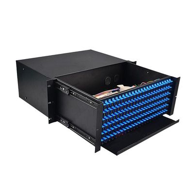 การกระจายไฟเบอร์ออปติกในร่ม 144core 19 แผงแพทช์ไฟเบอร์แบบติดตั้งบนแร็ค
