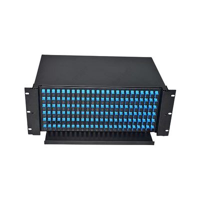 การกระจายไฟเบอร์ออปติกในร่ม 144core 19 แผงแพทช์ไฟเบอร์แบบติดตั้งบนแร็ค