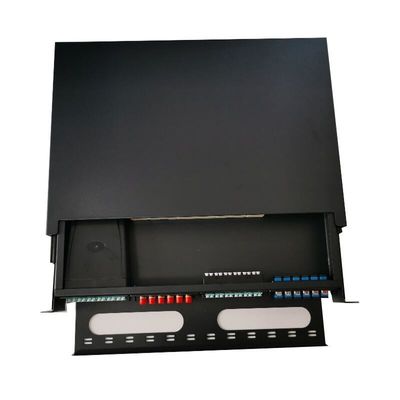 1U MTP MPO แผงแพทช์ไฟเบอร์ตู้แร็คเฟรม 19 นิ้ว 96 แกนประกบ