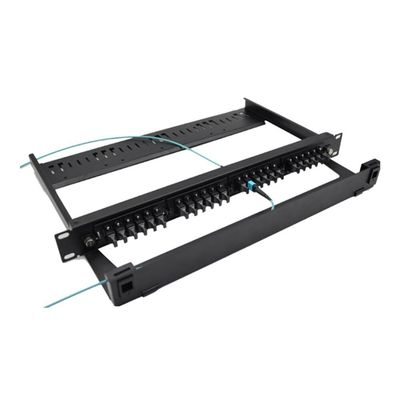 96 Core MPO Cassette Patch Panel LC 1U ตู้แร็คเมาท์สีดำ