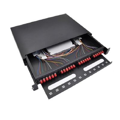 แผงแพทช์ไฟเบอร์ MPO FC 19 24 พอร์ตแพทช์แผงแร็คเมาท์ OEM