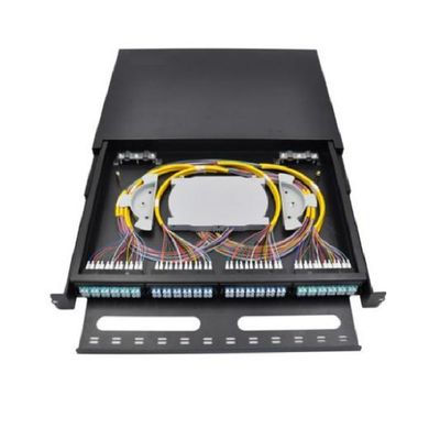 96FO MPO MTP แผงแพทช์ LC Duplex 1U แผงแพทช์ไฟเบอร์ 12 ช่อง