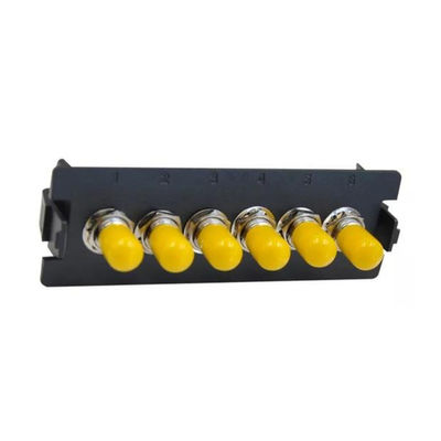 แผงแพทช์ ODF สีดำ Simplex 24F 24 พอร์ต ST แผงแพทช์ไฟเบอร์แผ่นหน้า 6 ช่อง