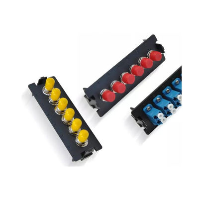 แผงแพทช์ ODF สีดำ Simplex 24F 24 พอร์ต ST แผงแพทช์ไฟเบอร์แผ่นหน้า 6 ช่อง