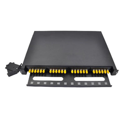 แผงแพทช์ ODF สีดำ Simplex 24F 24 พอร์ต ST แผงแพทช์ไฟเบอร์แผ่นหน้า 6 ช่อง