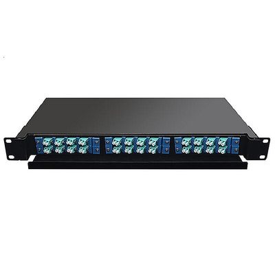 แผงแพทช์ไฟเบอร์ออปติก 19 &quot;24 พอร์ตในอาคาร แร็คเมาท์ 1U ODF 24 Core
