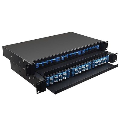 แผงแพทช์ไฟเบอร์ออปติก 19 &quot;24 พอร์ตในอาคาร แร็คเมาท์ 1U ODF 24 Core