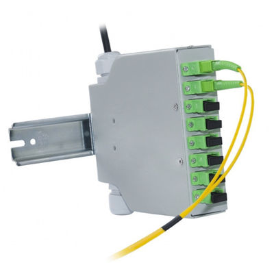 8 Fibers Sc/Apc ไฟเบอร์ออปติก Din Rail Terminal กล่องสีเทาเหล็กแผ่นรีดเย็น
