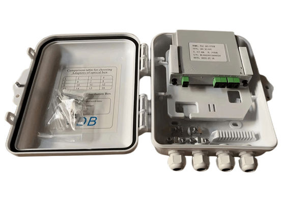 SC 1x8 PLC กล่องแยกไฟเบอร์ออปติก IP65 12Cores ติดผนัง