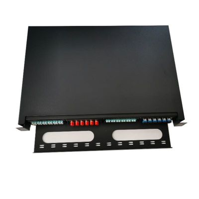 แผงแพทช์ไฟเบอร์ออปติกแบบติดตั้งบนแร็ค 1U ระบายอากาศ 19 นิ้ว ODF 24 แกน
