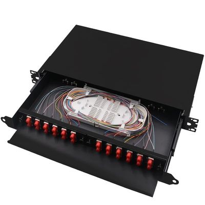 กล่องเลิกจ้างไฟเบอร์แบบติดแร็คสีดำ FC Patch Panel ODF 24Core