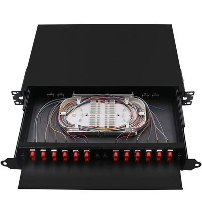 กล่องเลิกจ้างไฟเบอร์แบบติดแร็คสีดำ FC Patch Panel ODF 24Core