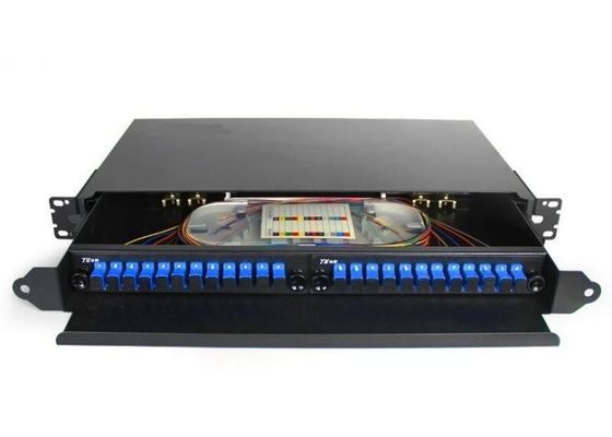 กล่องเลิกจ้างไฟเบอร์แบบติดแร็คสีดำ FC Patch Panel ODF 24Core