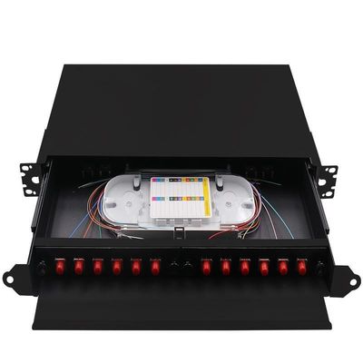 กล่องเลิกจ้างไฟเบอร์แบบติดแร็คสีดำ FC Patch Panel ODF 24Core
