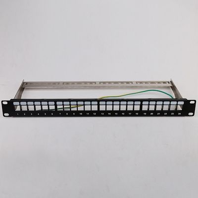 1U 24 พอร์ต STP Patch Panel RJ45 แร็คเมาท์ Cat6 Patch Panel ว่างเปล่า