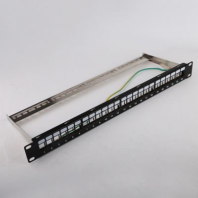 1U 24 พอร์ต STP Patch Panel RJ45 แร็คเมาท์ Cat6 Patch Panel ว่างเปล่า