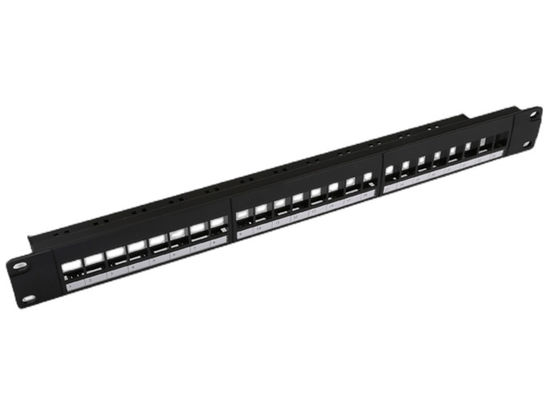 1RU Network Patch Panel C5e Blank Frame 24 Port Patch Panel ยกเลิกการโหลด