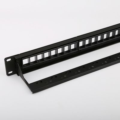 1RU Network Patch Panel C5e Blank Frame 24 Port Patch Panel ยกเลิกการโหลด