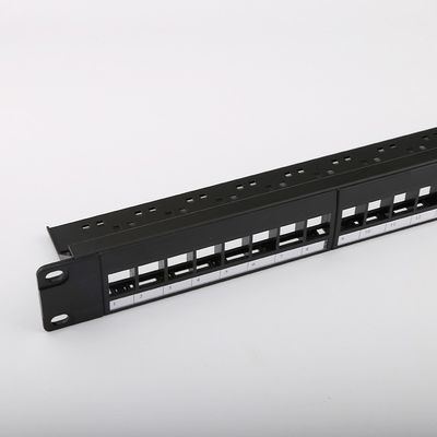 1RU Network Patch Panel C5e Blank Frame 24 Port Patch Panel ยกเลิกการโหลด