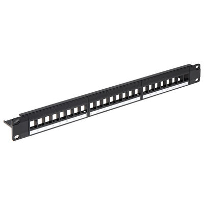 1RU Network Patch Panel C5e Blank Frame 24 Port Patch Panel ยกเลิกการโหลด