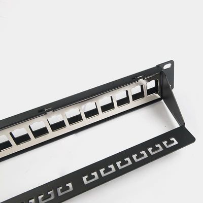 แผงแพทช์เครือข่าย RJ45 24 พอร์ต 1U Keystone C5 / C5E C6 พร้อมแถบการจัดการ