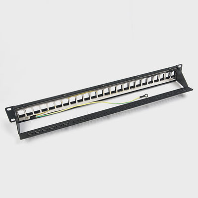 แผงแพทช์เครือข่าย RJ45 24 พอร์ต 1U Keystone C5 / C5E C6 พร้อมแถบการจัดการ