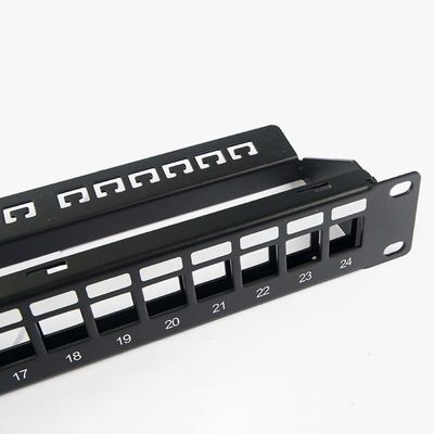 แผงแพทช์เครือข่ายเปล่า Unshielded RJ45 24 Port 1U Patch Panel