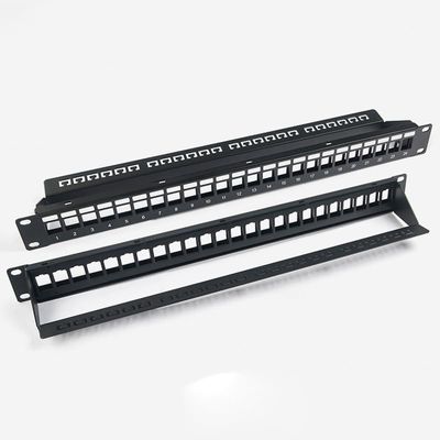 แผงแพทช์เครือข่ายเปล่า Unshielded RJ45 24 Port 1U Patch Panel