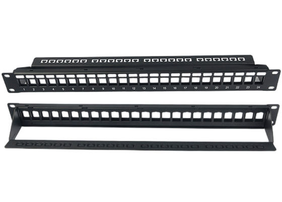 แผงแพทช์เครือข่ายเปล่า Unshielded RJ45 24 Port 1U Patch Panel