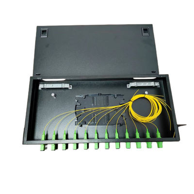 แผงแพทช์ไฟเบอร์ 12 พอร์ต ODF 1U กล่องเทอร์มินัลใยแก้วนำแสง SC Pigtail Adapter