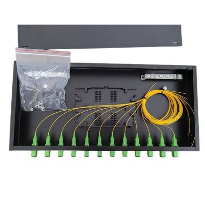 แผงแพทช์ไฟเบอร์ 12 พอร์ต ODF 1U กล่องเทอร์มินัลใยแก้วนำแสง SC Pigtail Adapter